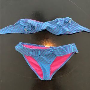 Xhilaration Striped Ruffle Bandeau Bikini